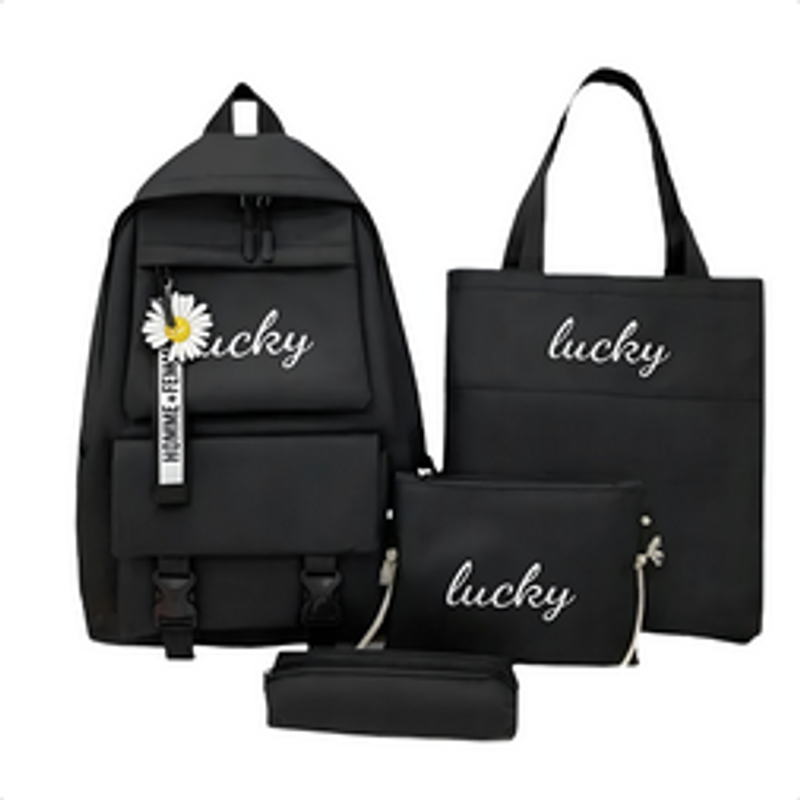 Plecak szkolny dla dziewcząt 4 w 1 – czarny