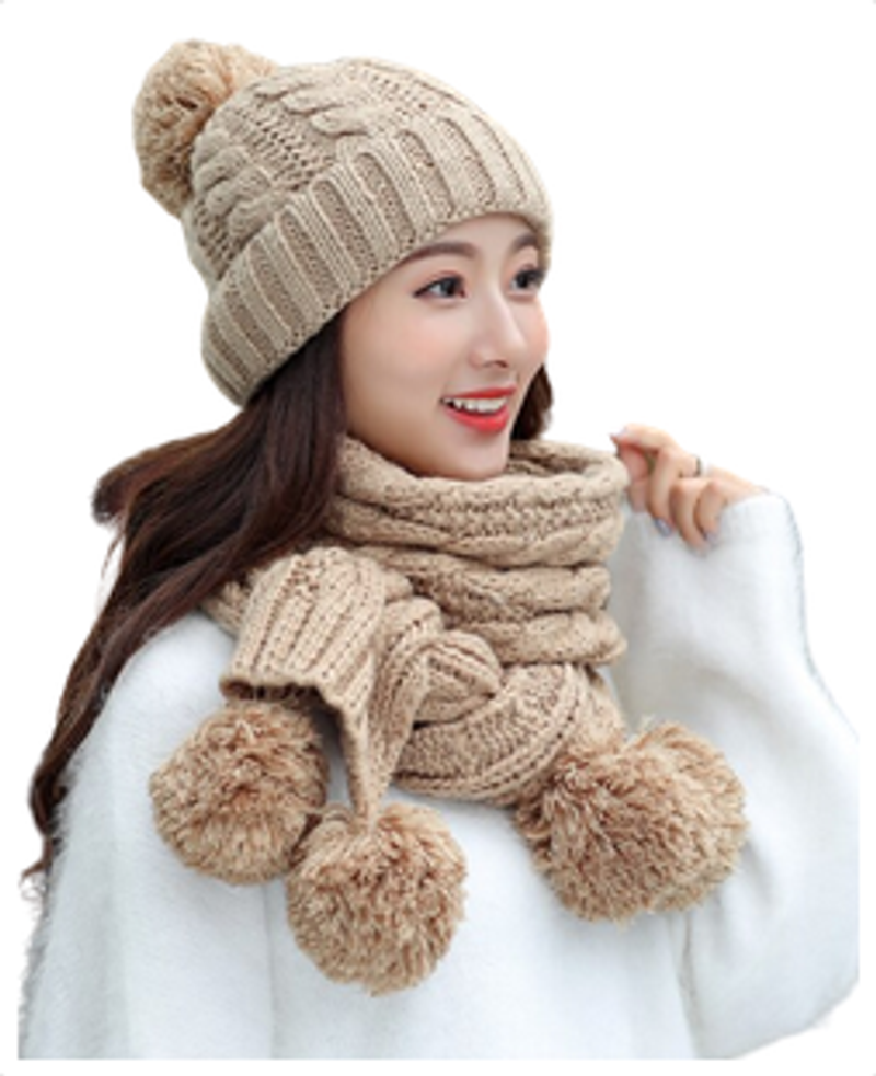 Zestaw damski 2 w 1 – beżowy kapelusz i szalik