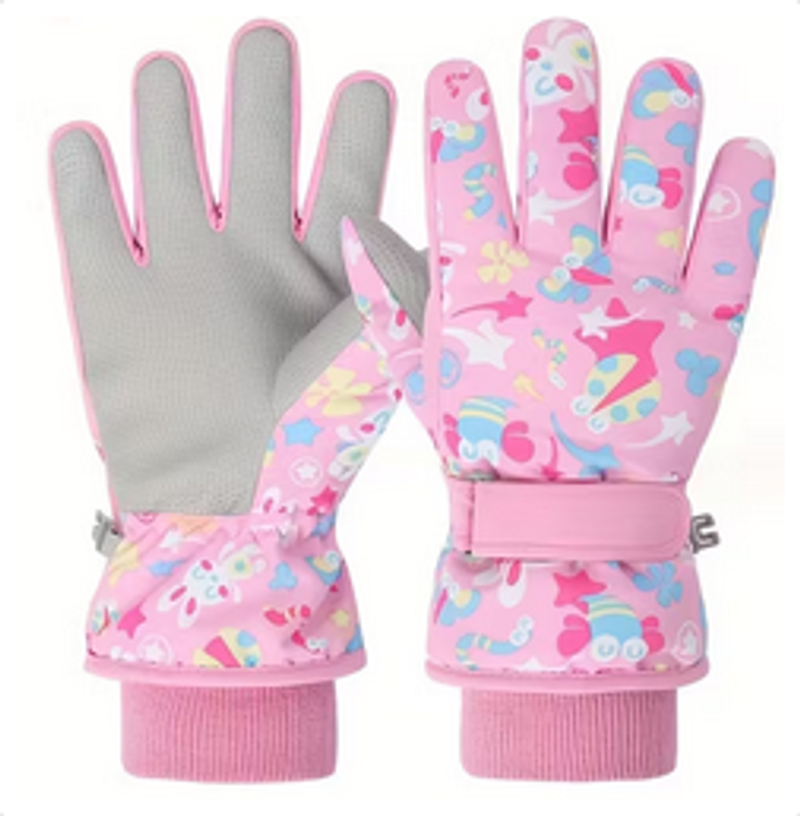 Różowe dziecięce rękawice narciarskie